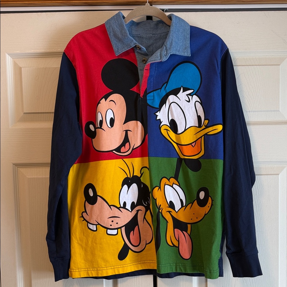 Disney Colorblock Collared Long Sleeve Shirt